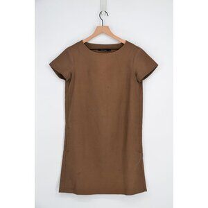 Sofie D'Hoore Mini Shift Dress Brown Cotton Short Sleeve Women's 36 S US 4